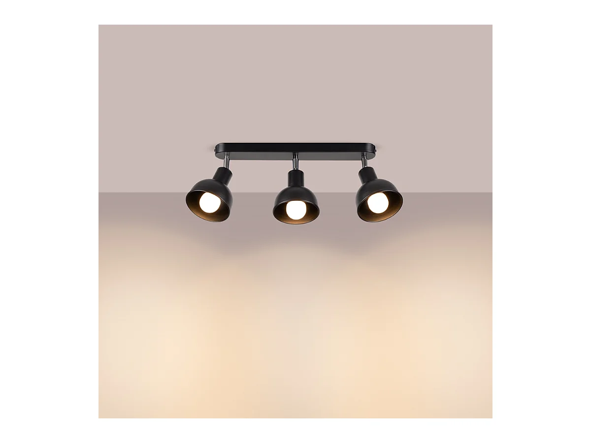 Luminárias de teto Zenda sótão, aço - 3 fontes de luz 3000K - L.59 x H.18.5 cm - preto