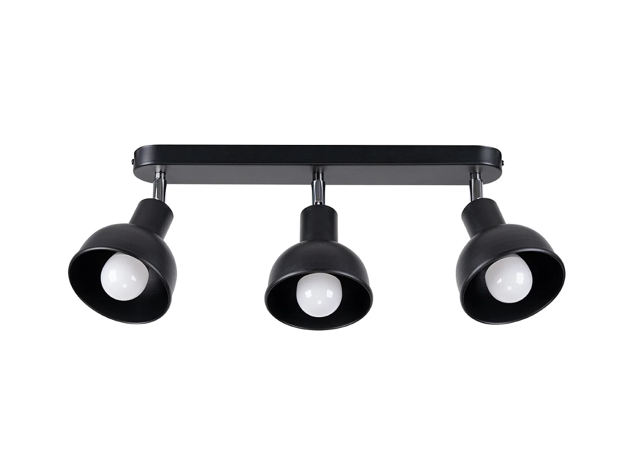 Luminárias de teto Zenda sótão, aço - 3 fontes de luz 3000K - L.59 x H.18.5 cm - preto