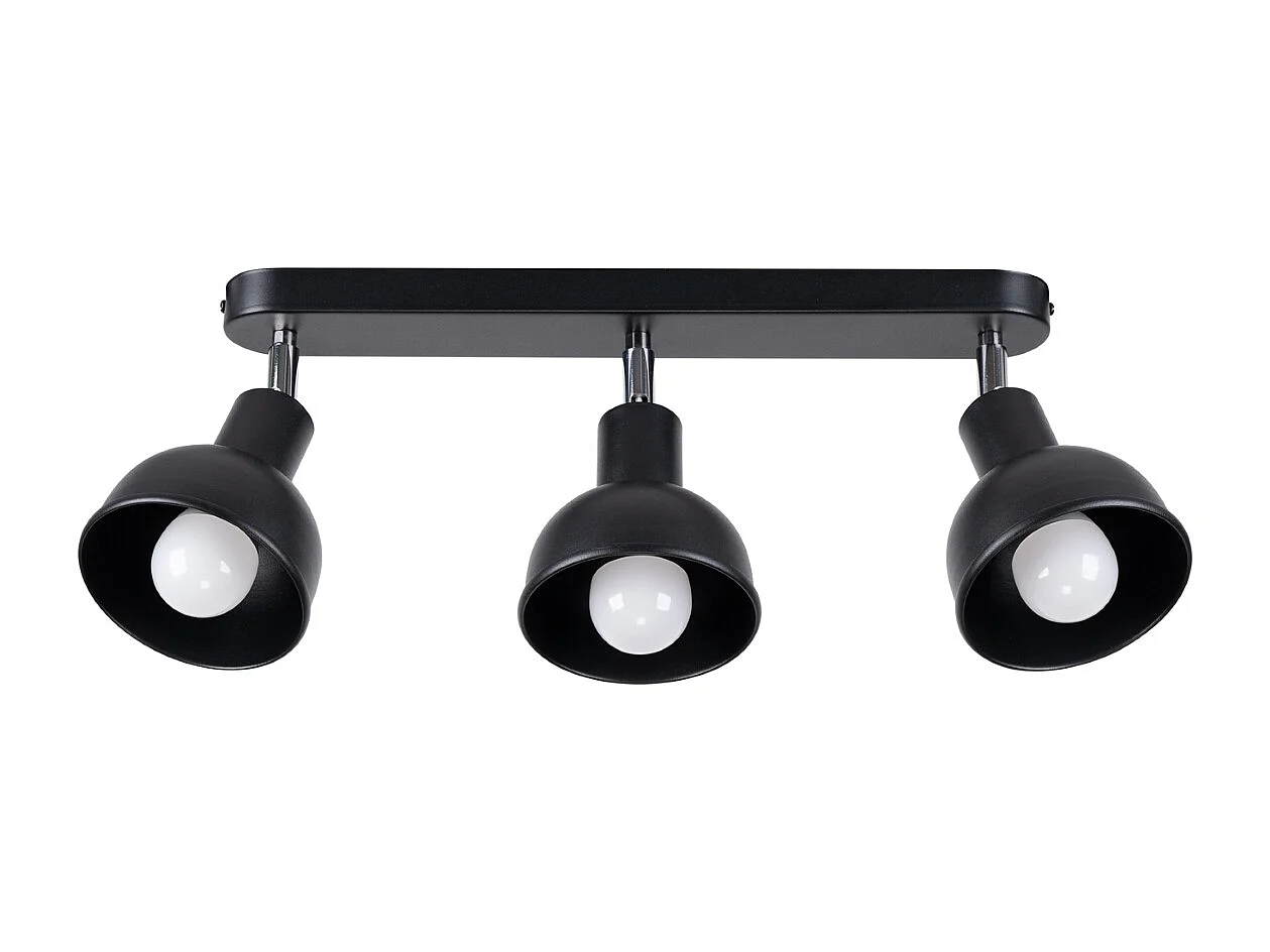 Plafonniers Zenda grenier en acier - 3 sources lumineuses 3000K - L.59 x H.18,5 cm - noir