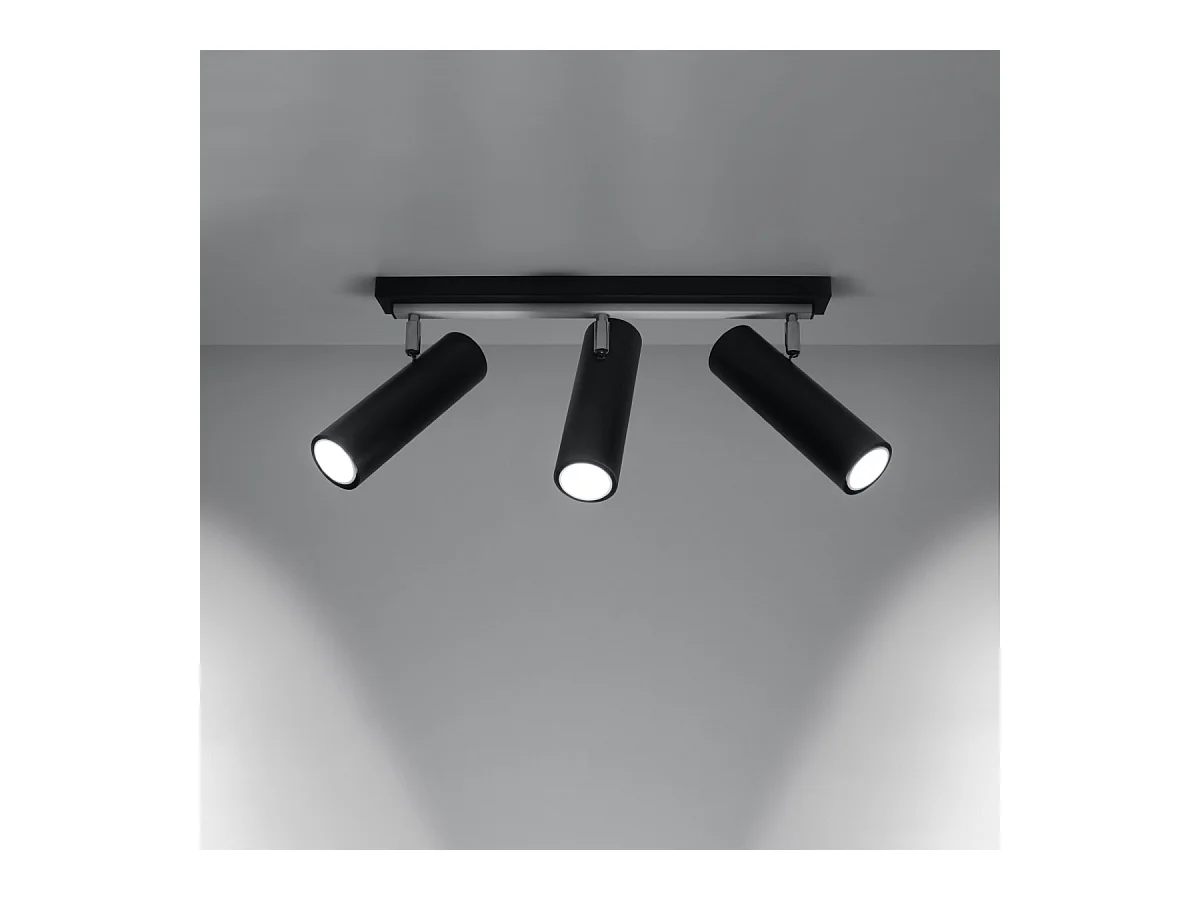 Plafony nowoczesny Invicta, stal - 3 źródło światła 4000K - L.45 x H.20 cm - czarny