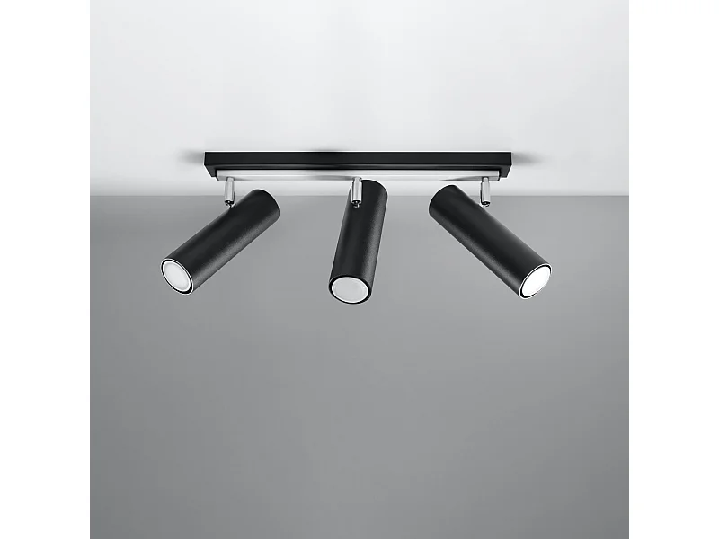 Plafonniers Invicta moderne en acier - 3 sources lumineuses 4000K - L.45 x H.20 cm - noir