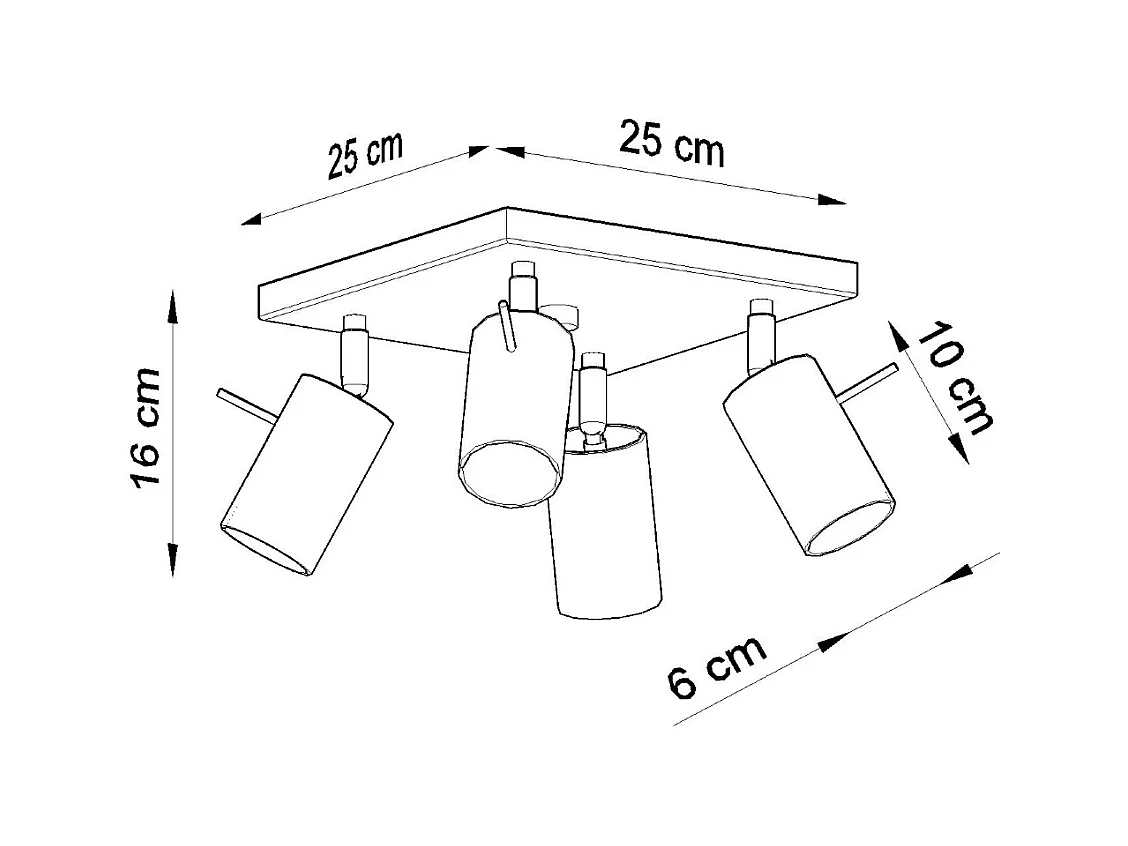 Plafonniers Briix moderne en acier - 4 sources lumineuses 3000K - L.25 x H.16 cm - gris