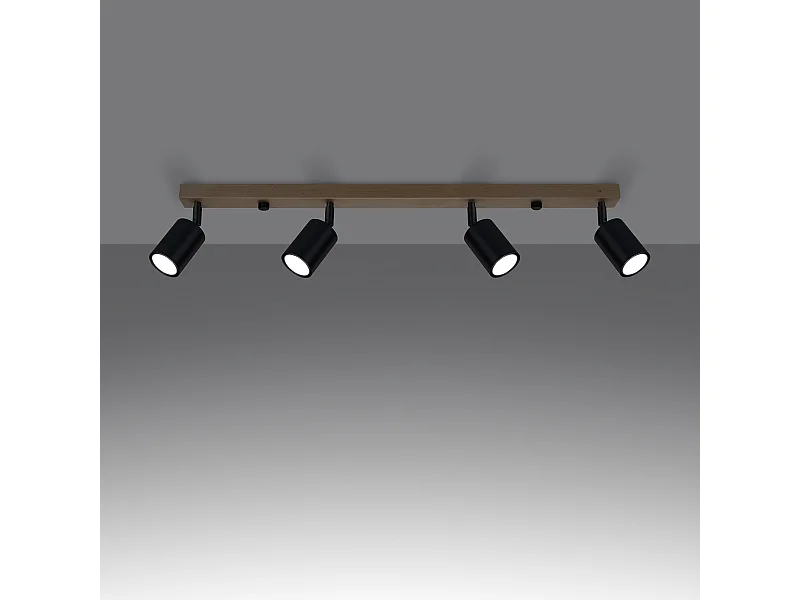 Plafondlampen Flare modern van  - 4 lichtbronnen 3000K - L.96 x H.17,5 cm - zwart hout