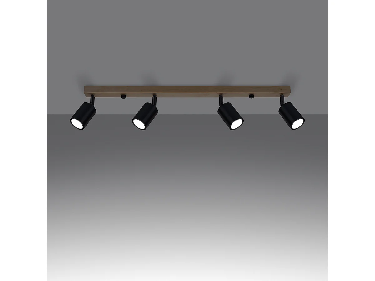 Plafondlampen Flare modern van  - 4 lichtbronnen 3000K - L.96 x H.17,5 cm - zwart hout