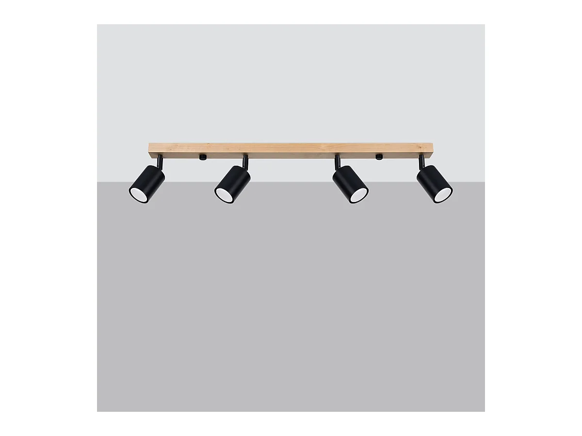 Plafondlampen Flare modern van  - 4 lichtbronnen 3000K - L.96 x H.17,5 cm - zwart hout