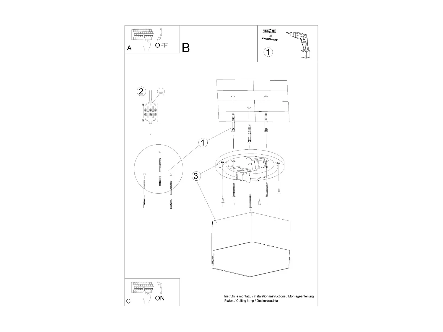 Plafonniers Solinia moderne en PVC - 2 sources lumineuses 4000K - L.30,5 x H.15,5 cm - blanc