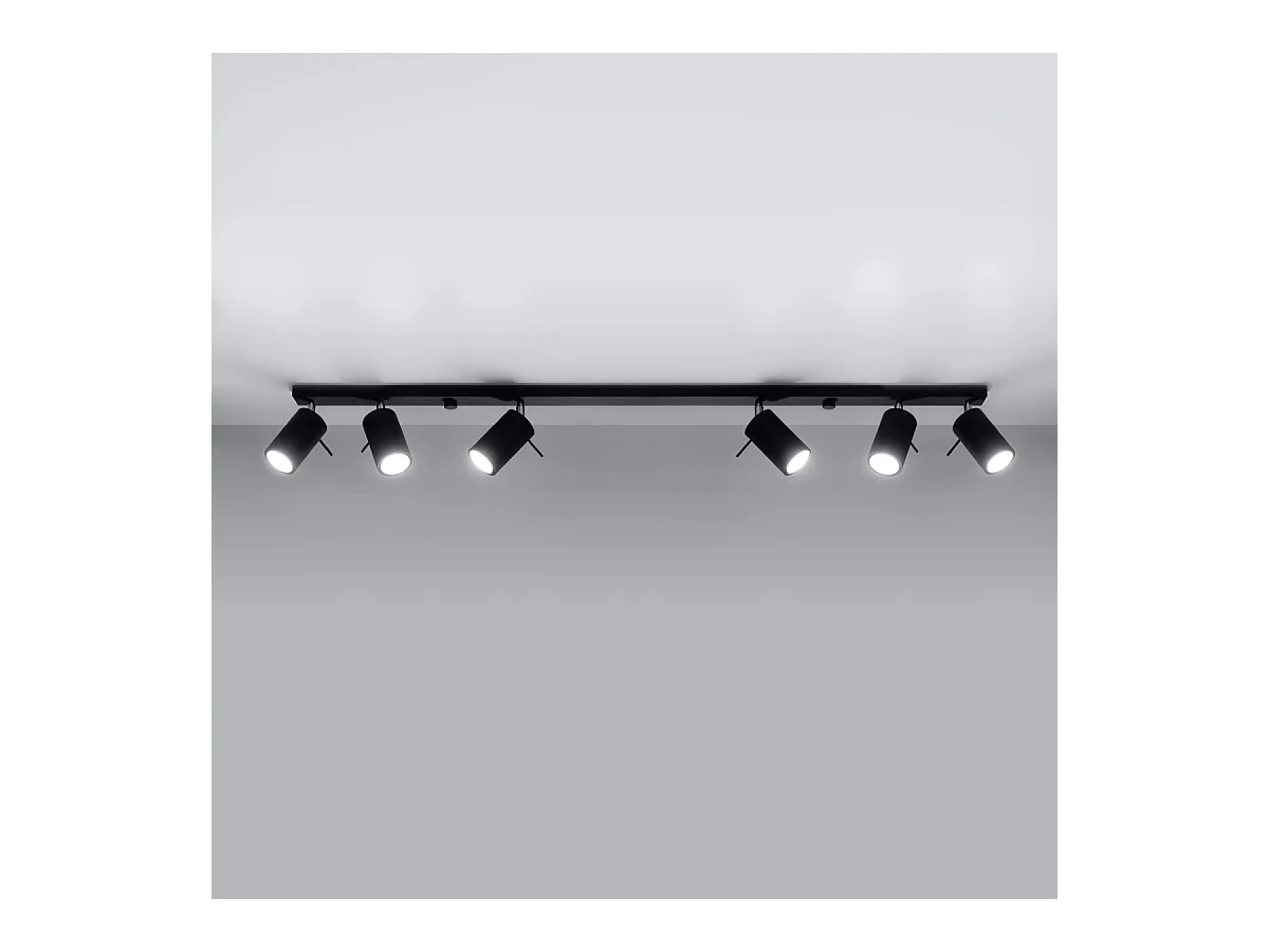 Plafonniers Briix moderne en acier - 6 sources lumineuses 4000K - L.118 x H.16 cm - noir