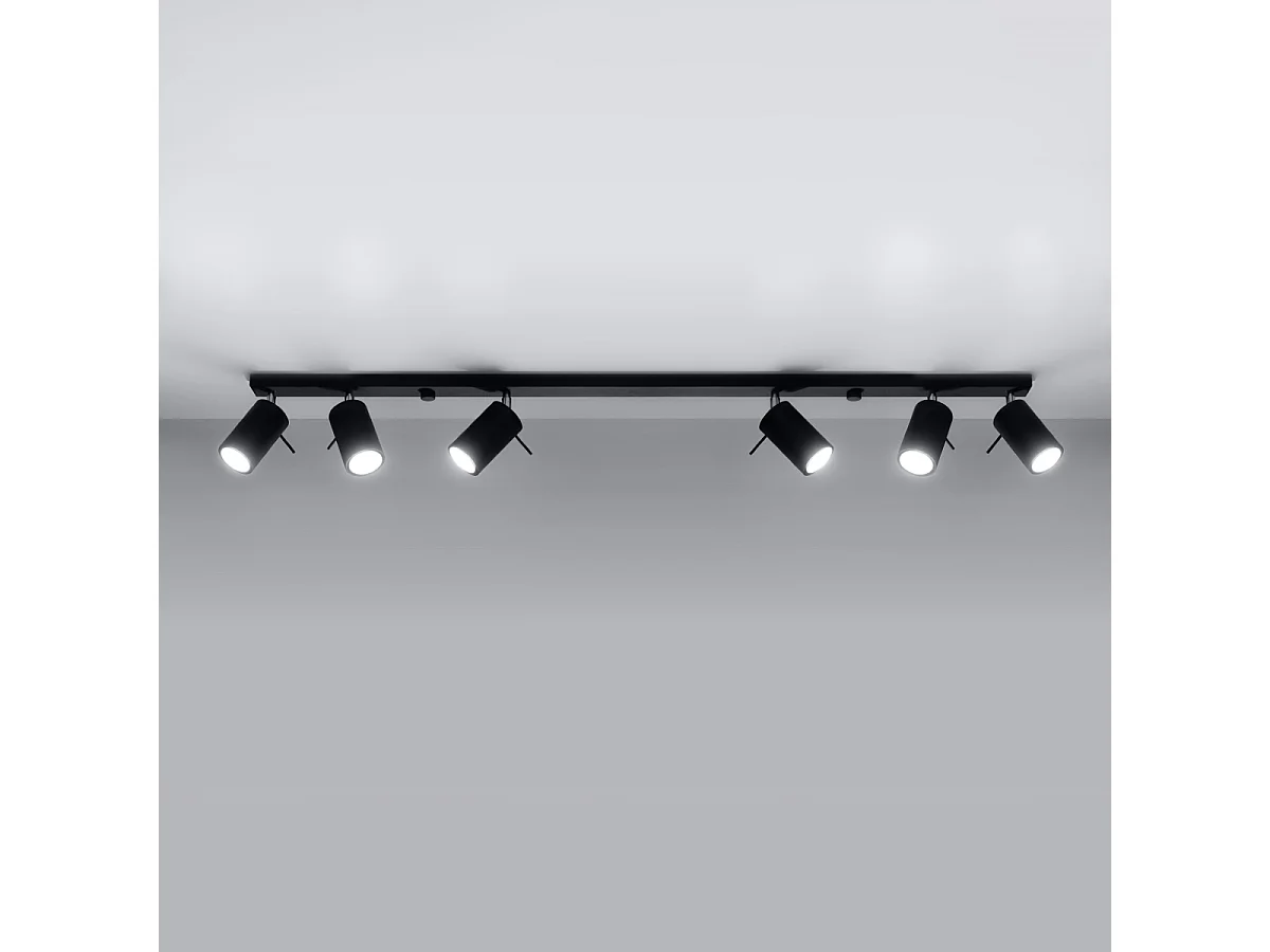 Plafonniers Briix moderne en acier - 6 sources lumineuses 4000K - L.118 x H.16 cm - noir