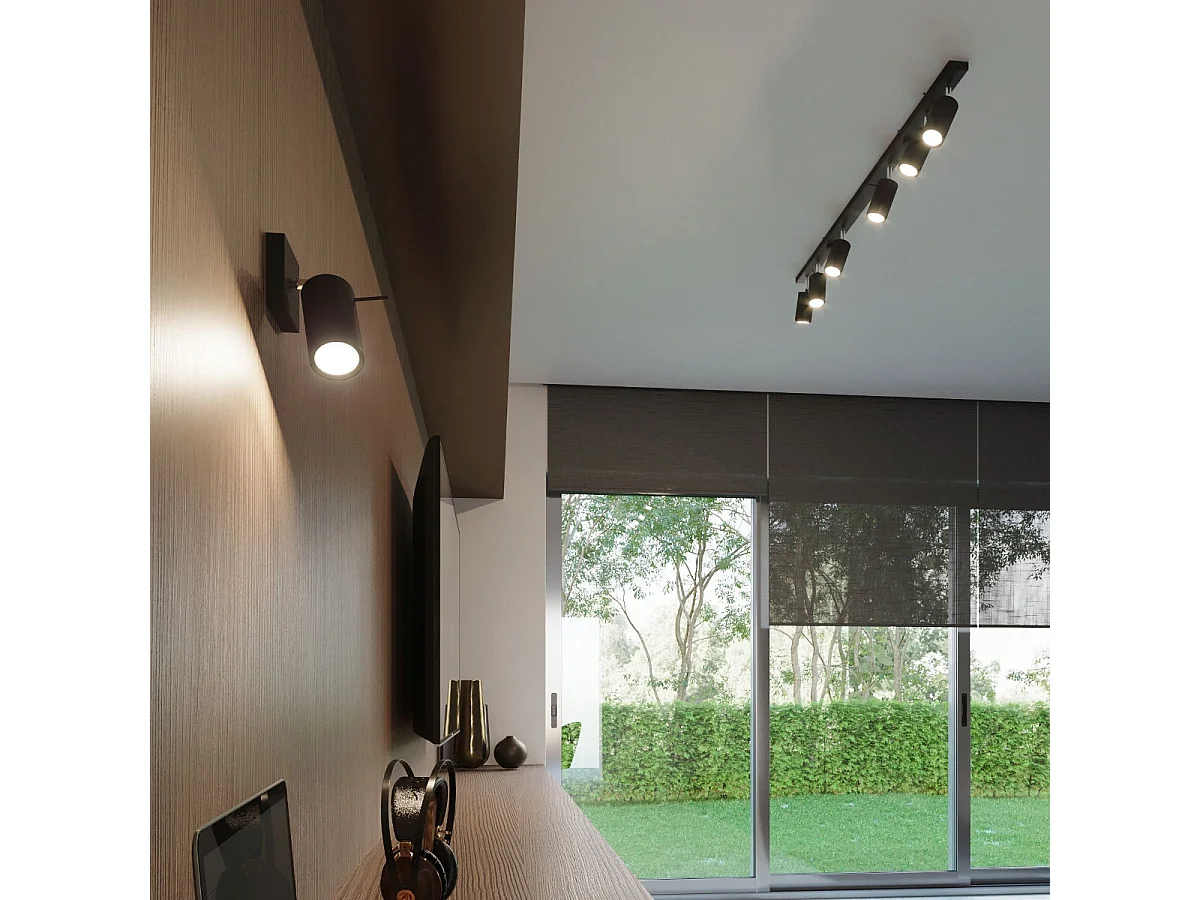 Plafonniers Briix moderne en acier - 6 sources lumineuses 4000K - L.118 x H.16 cm - noir