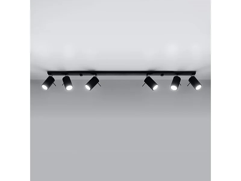 Plafondlampen Briix modern van  - 6 lichtbronnen 4000K - L.118 x H.16 cm - zwart