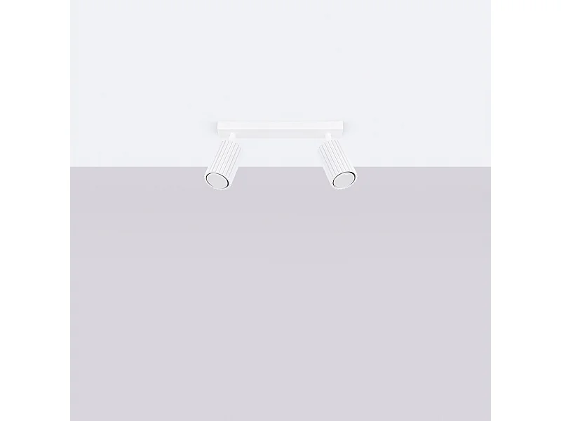 Lampada da soffitto Gloow minimalista di alluminio - 2 sorgenti luminose 4000K - L.30 x A.16,5 cm - bianco