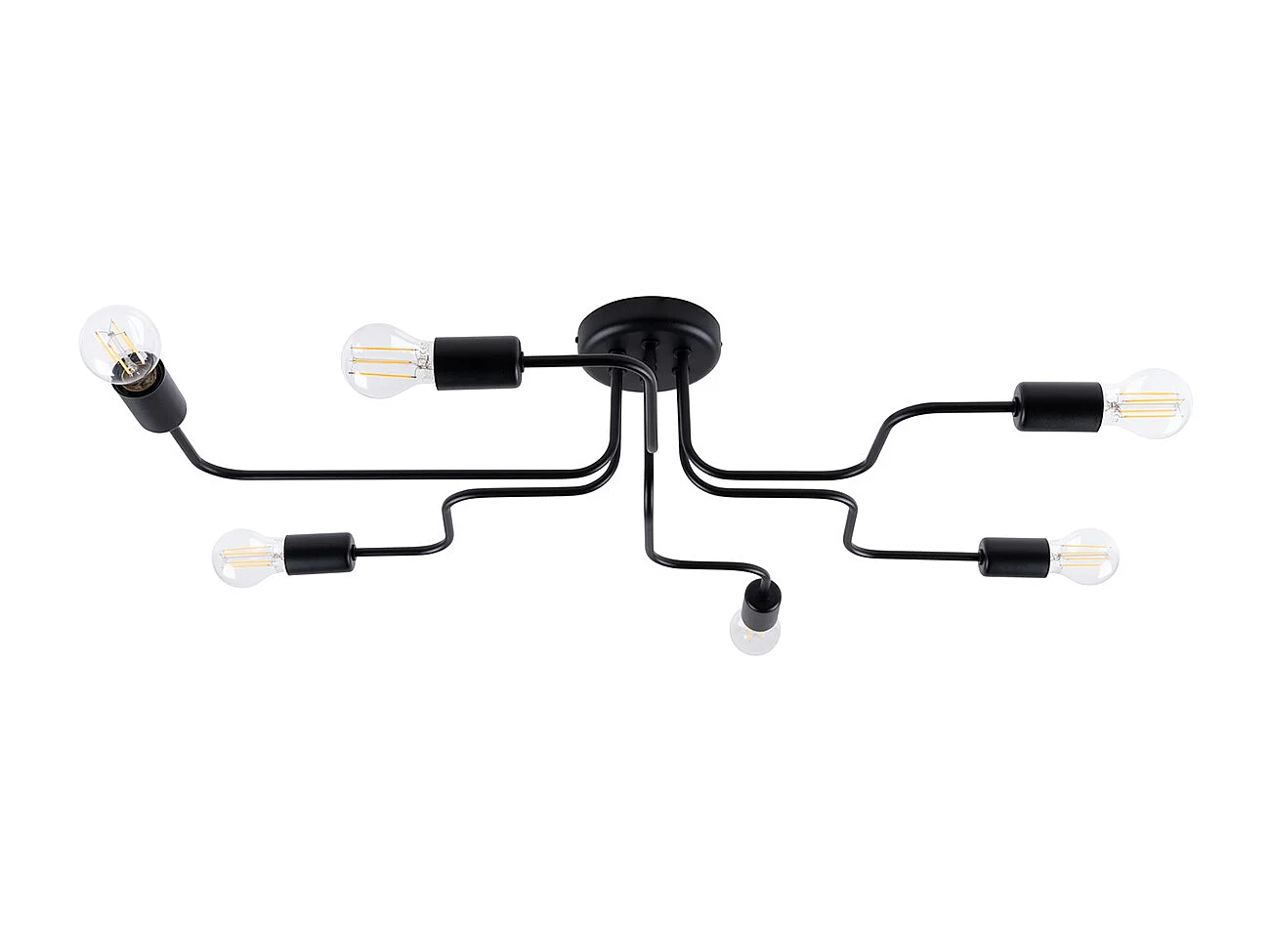 Plafonniers Infinix industriel en acier - 6 sources lumineuses 4000K - L.80 x H.15,5 cm - noir