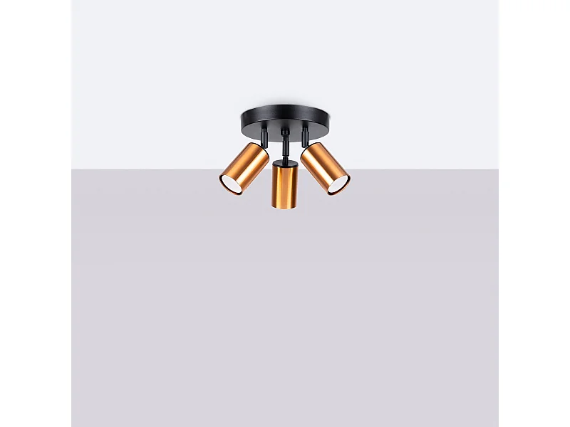 Plafondlampen Glois modern van  - 3 lichtbronnen 4000K - L.19,5 x H.20 cm - zwart/koper