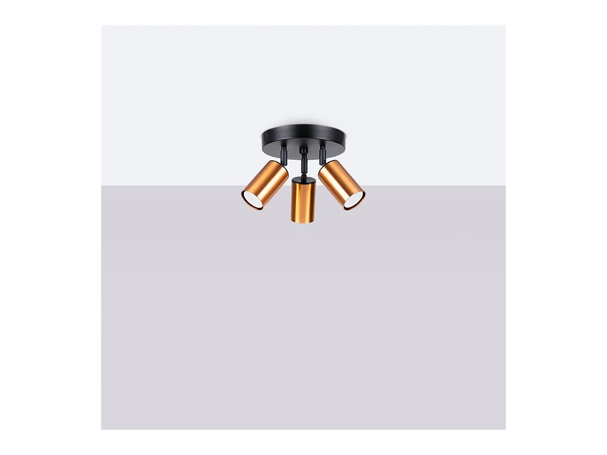 Plafondlampen Glois modern van  - 3 lichtbronnen 4000K - L.19,5 x H.20 cm - zwart/koper