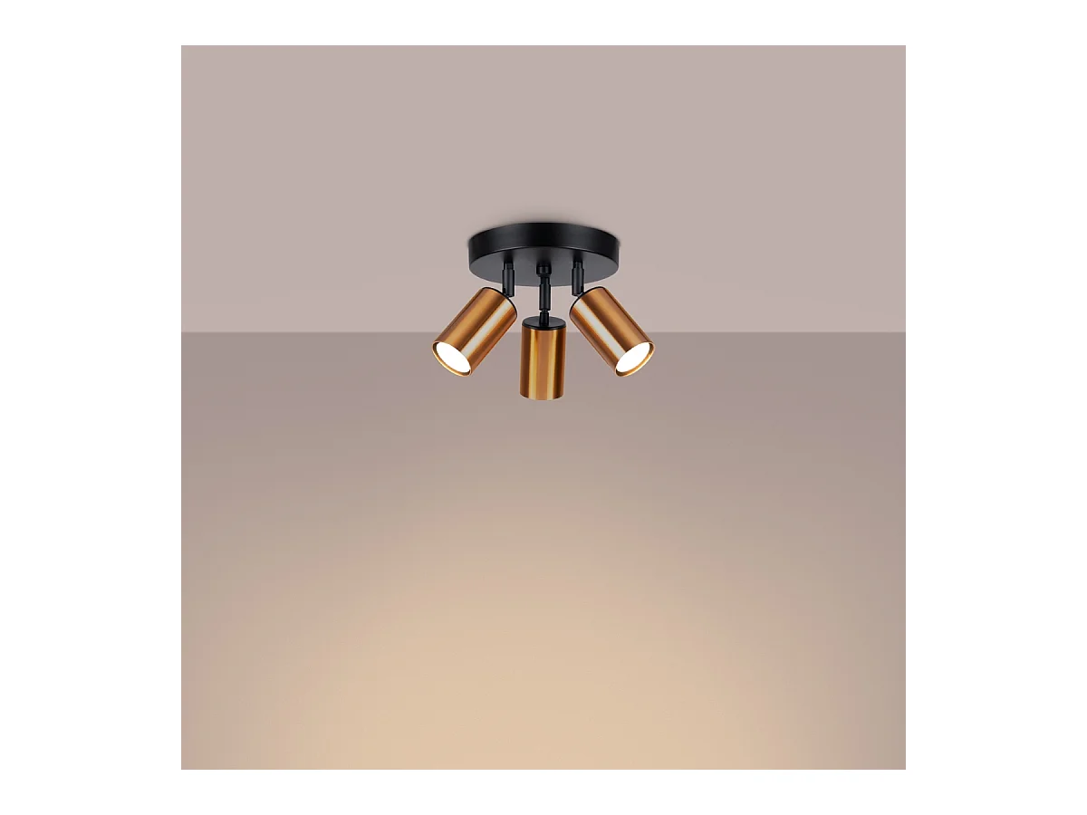 Plafondlampen Glois modern van  - 3 lichtbronnen 4000K - L.19,5 x H.20 cm - zwart/koper