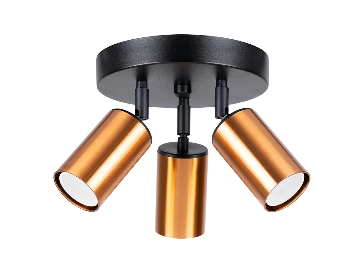 Plafondlampen Glois modern van  - 3 lichtbronnen 4000K - L.19,5 x H.20 cm - zwart/koper