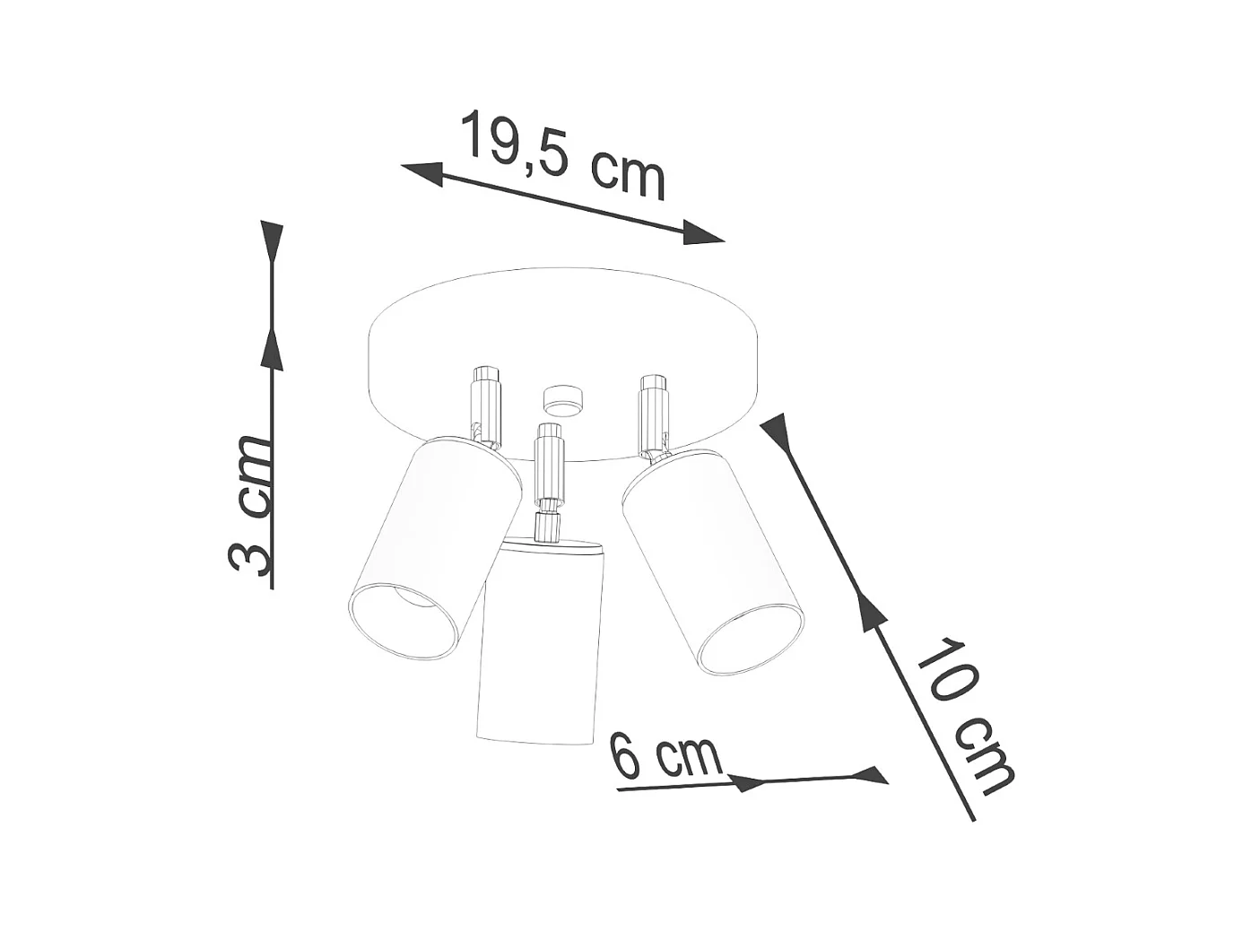 Plafondlampen Glois modern van  - 3 lichtbronnen 4000K - L.19,5 x H.20 cm - zwart/koper