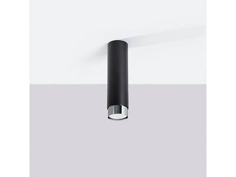 Plafonnier Alvor moderne en acier - 1 sources lumineuses 4000K - L.6 x H.22,5 cm - noir/chromé