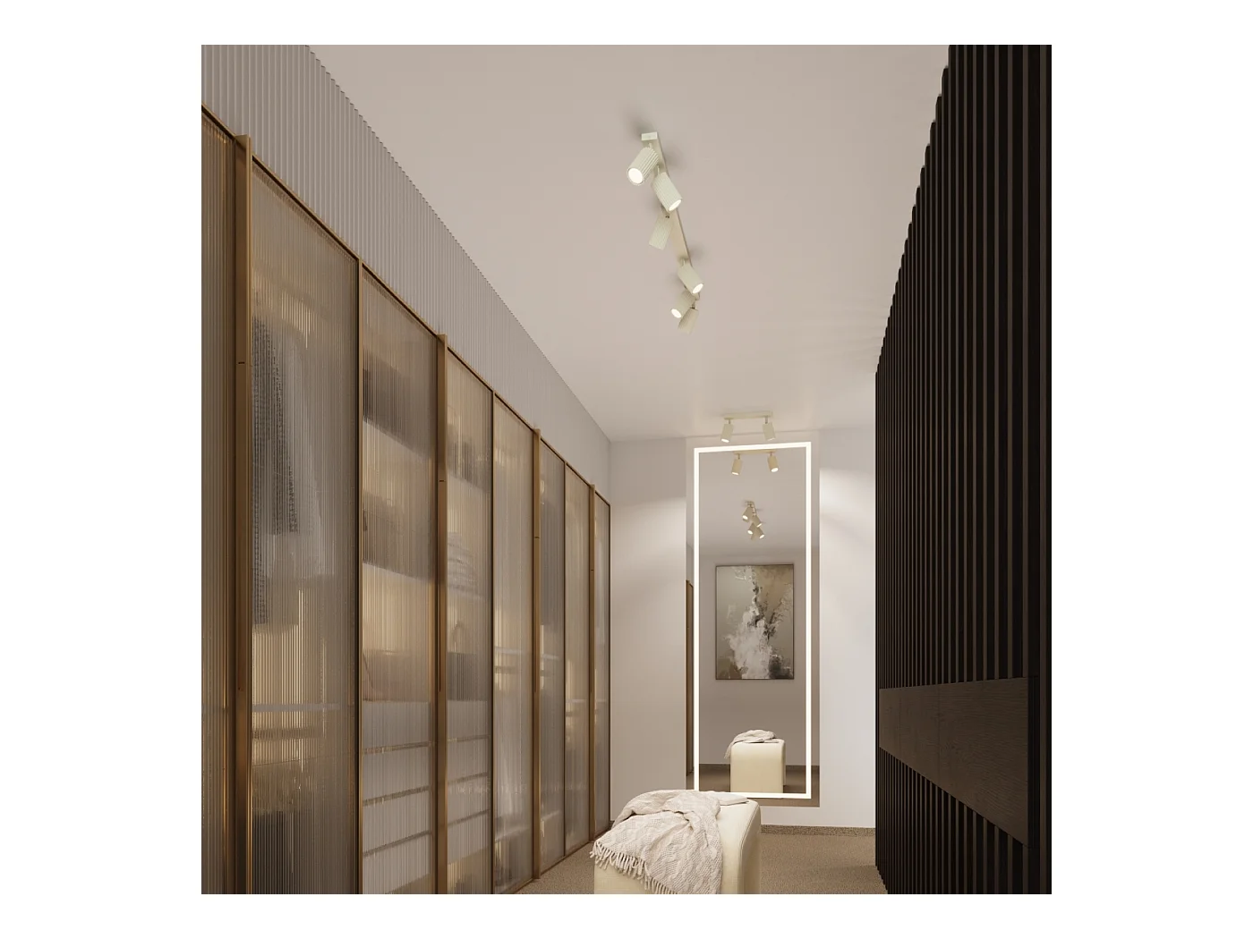 Plafonnier Gloow minimaliste en aluminium - 1 sources lumineuses 3000K - L.6,5 x H.20 cm - beige