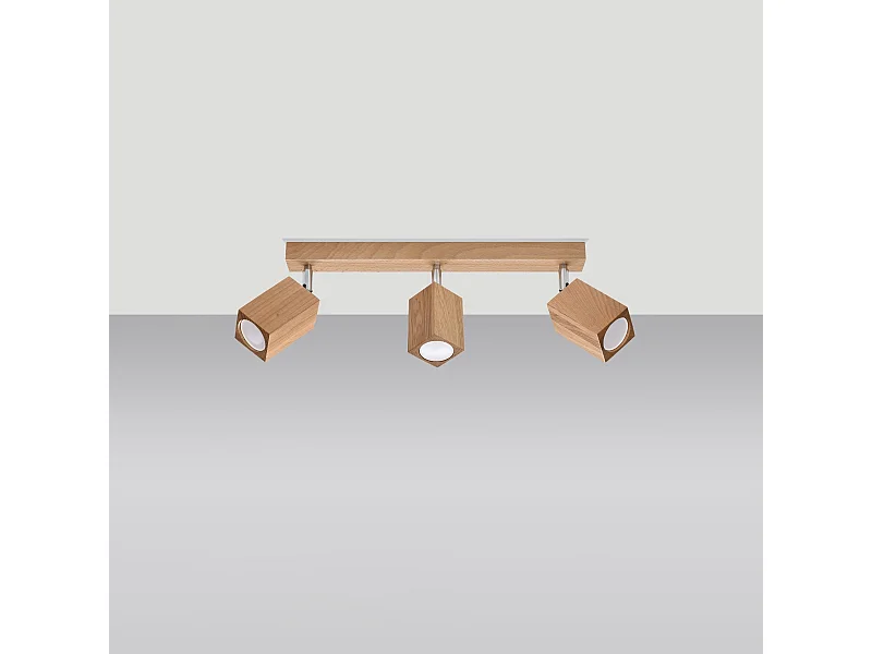 Plafonniers Zezu scandinave en bois - 3 sources lumineuses 4000K - L.45 x H.20 cm - chêne