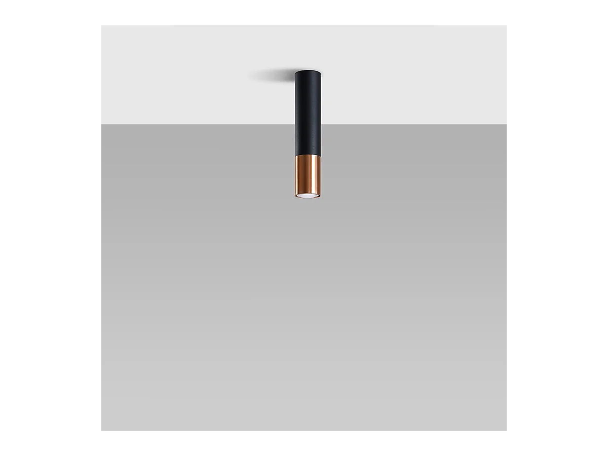 Plafondlampen Zarpex modern van  - 1 lichtbronnen 4000K - L.6 x H.29 cm - zwart/koper