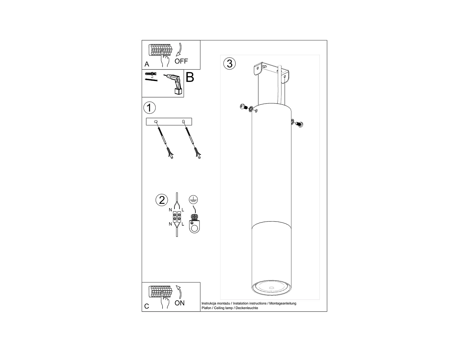 Plafondlampen Zarpex modern van  - 1 lichtbronnen 4000K - L.6 x H.29 cm - zwart/koper
