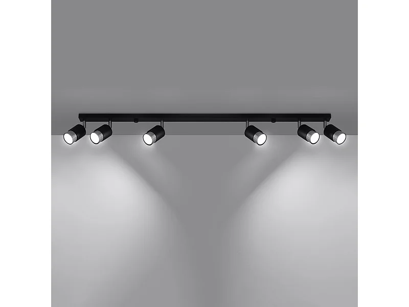 Plafondlampen Alvor modern van  - 6 lichtbronnen 3000K - L.117 x H.18 cm - zwart/chroom