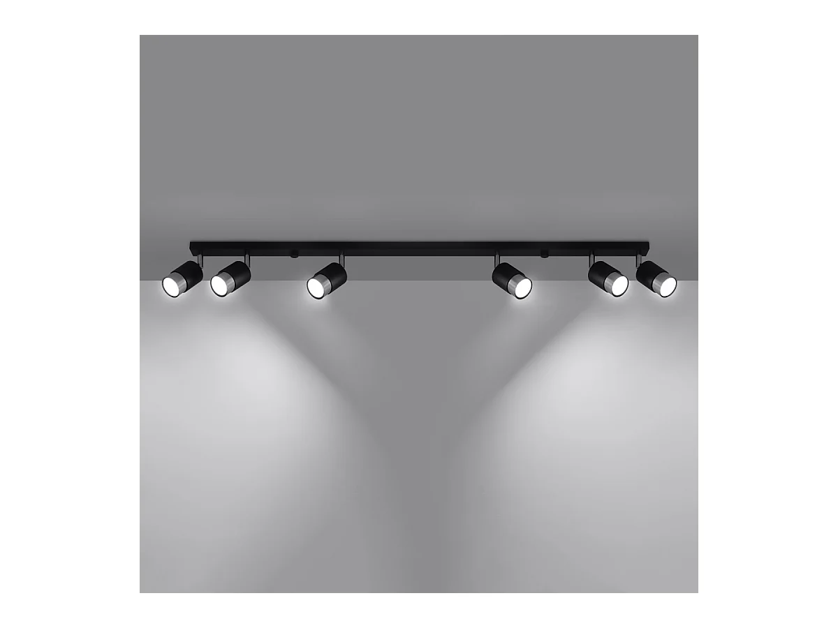 Plafondlampen Alvor modern van  - 6 lichtbronnen 3000K - L.117 x H.18 cm - zwart/chroom