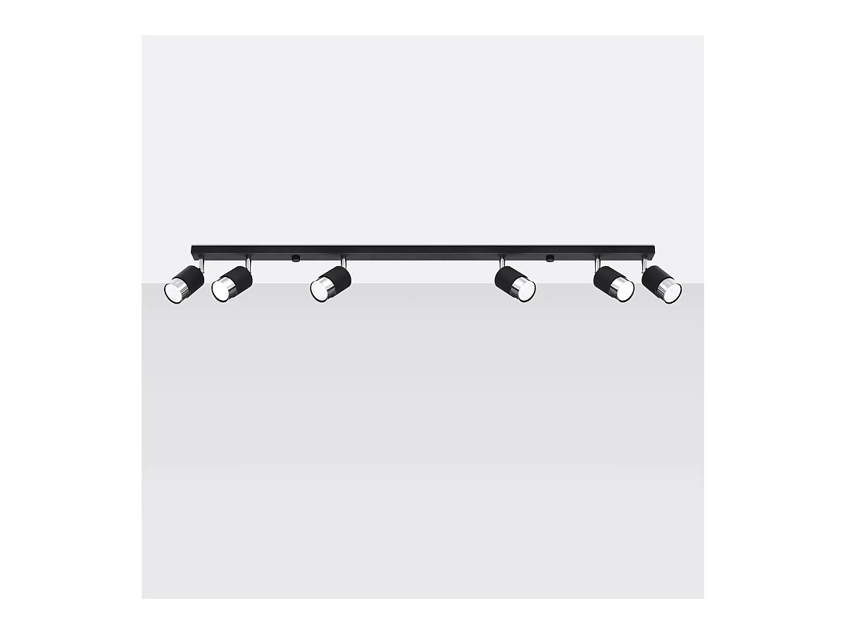 Plafondlampen Alvor modern van  - 6 lichtbronnen 3000K - L.117 x H.18 cm - zwart/chroom