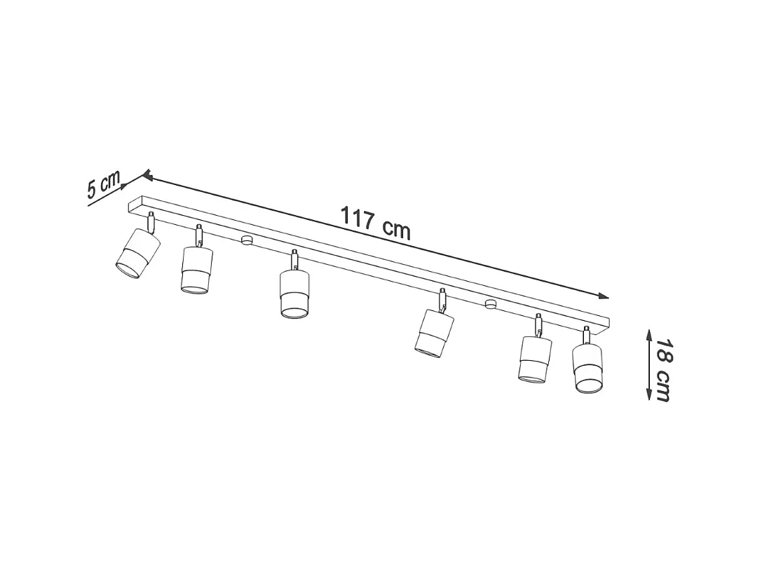 Plafondlampen Alvor modern van  - 6 lichtbronnen 3000K - L.117 x H.18 cm - zwart/chroom