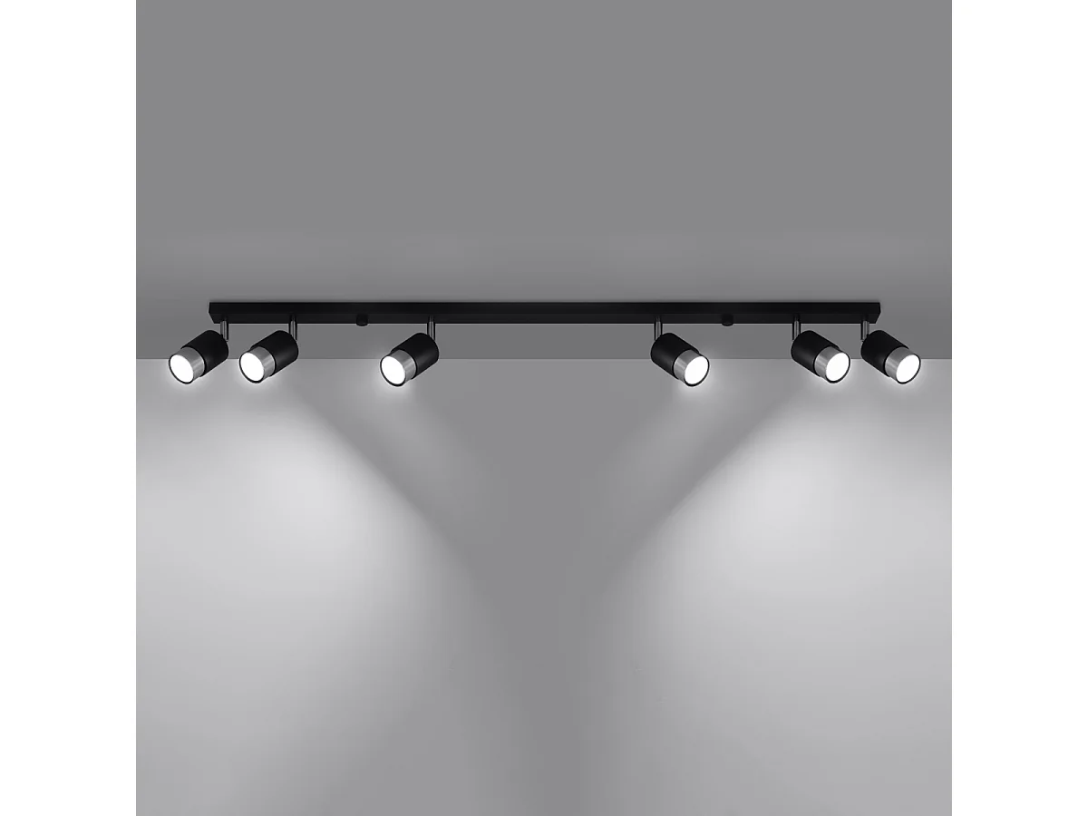 Plafondlampen Alvor modern van  - 6 lichtbronnen 3000K - L.117 x H.18 cm - zwart/chroom