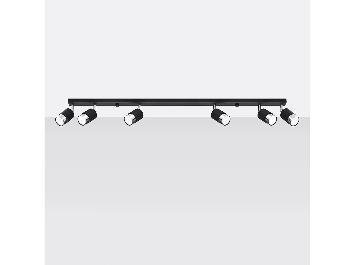 Plafondlampen Alvor modern van  - 6 lichtbronnen 3000K - L.117 x H.18 cm - zwart/chroom