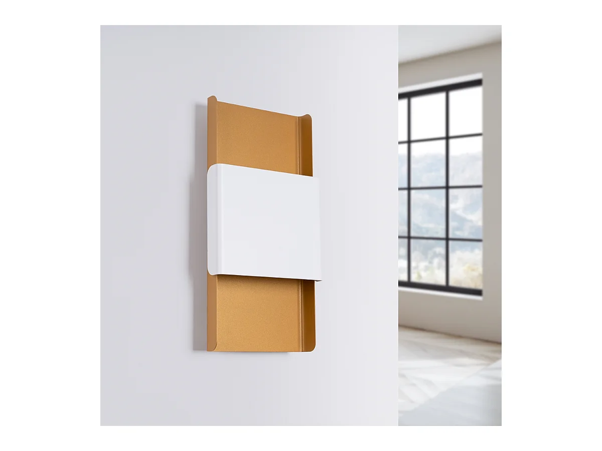 Wandlampen Zelfon modern van  - 2 lichtbronnen 4000K - L.20 x H.40 cm - goud/wit