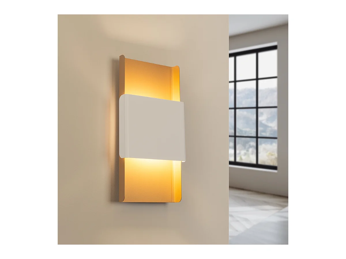 Wandlampen Zelfon modern van  - 2 lichtbronnen 4000K - L.20 x H.40 cm - goud/wit