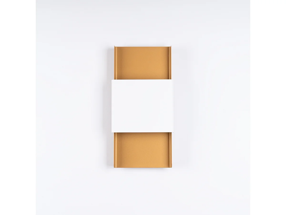 Plafonnier Zelfon moderne en acier - 2 sources lumineuses 4000K - L.20 x H.40 cm - or/blanc