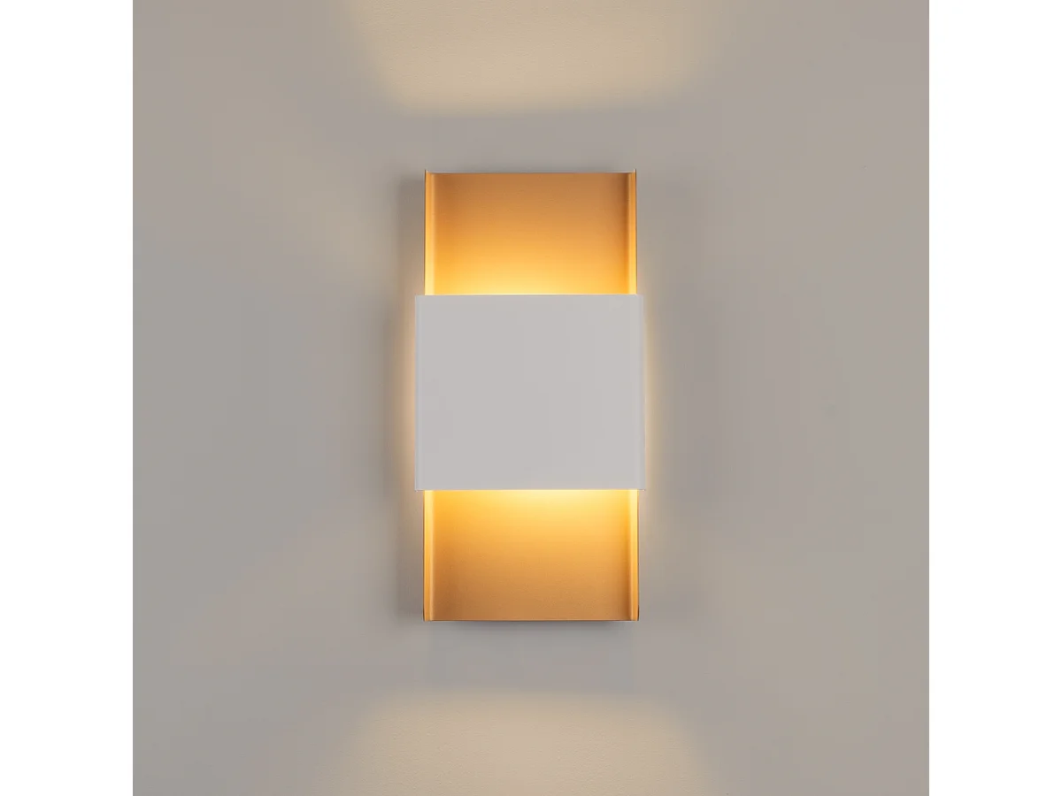 Plafonnier Zelfon moderne en acier - 2 sources lumineuses 4000K - L.20 x H.40 cm - or/blanc