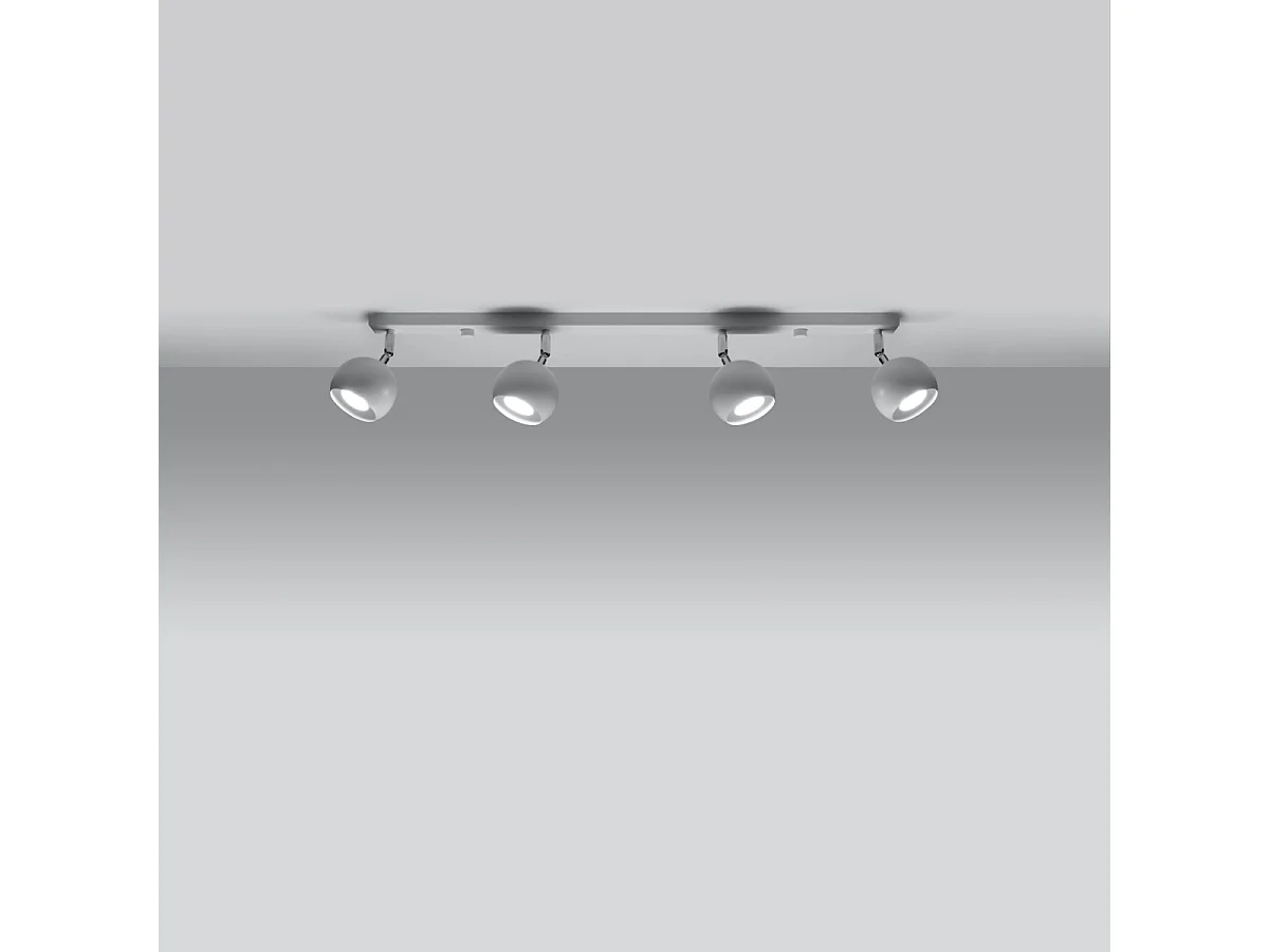 Plafonniers Rayis moderne en acier - 4 sources lumineuses 4000K - L.80 x H.16 cm - blanc