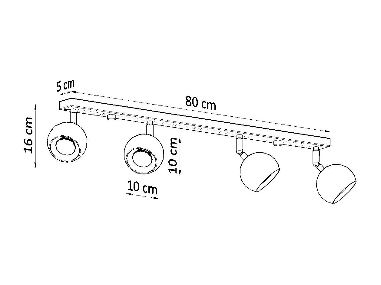 Plafonniers Rayis moderne en acier - 4 sources lumineuses 4000K - L.80 x H.16 cm - blanc