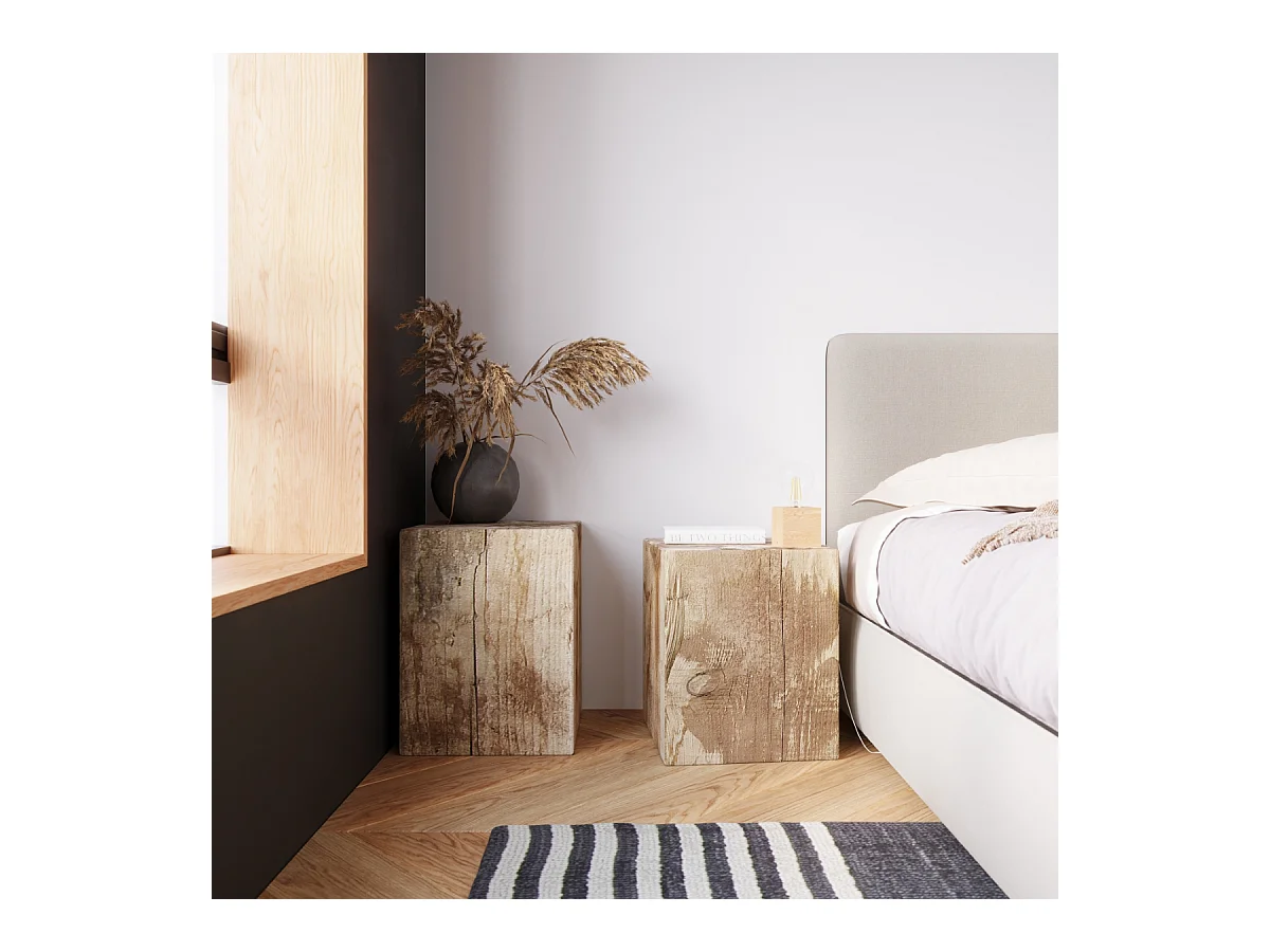 Plafonniers Zxina scandinave en bois - 1 sources lumineuses 4000K - L.10 x H.10 cm - bois naturel