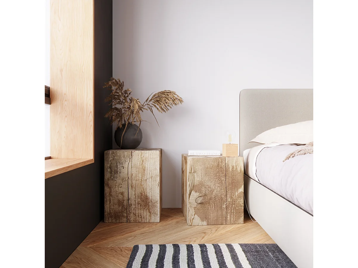 Plafonniers Zxina scandinave en bois - 1 sources lumineuses 4000K - L.10 x H.10 cm - bois naturel