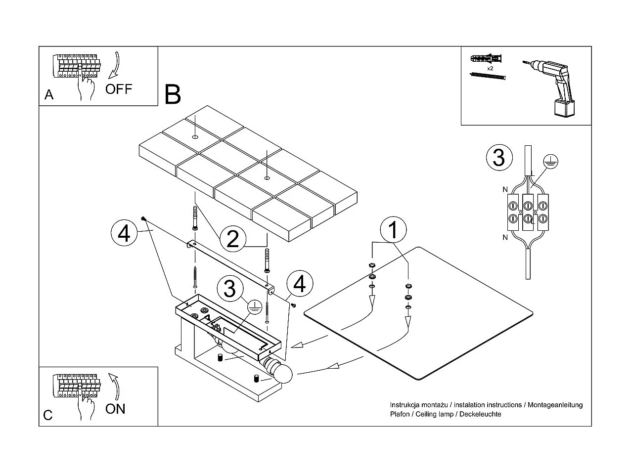 Plafonniers Nappo scandinave en bois/verre - 2 sources lumineuses 3000K - L.40 x H.47,5 cm - blanc