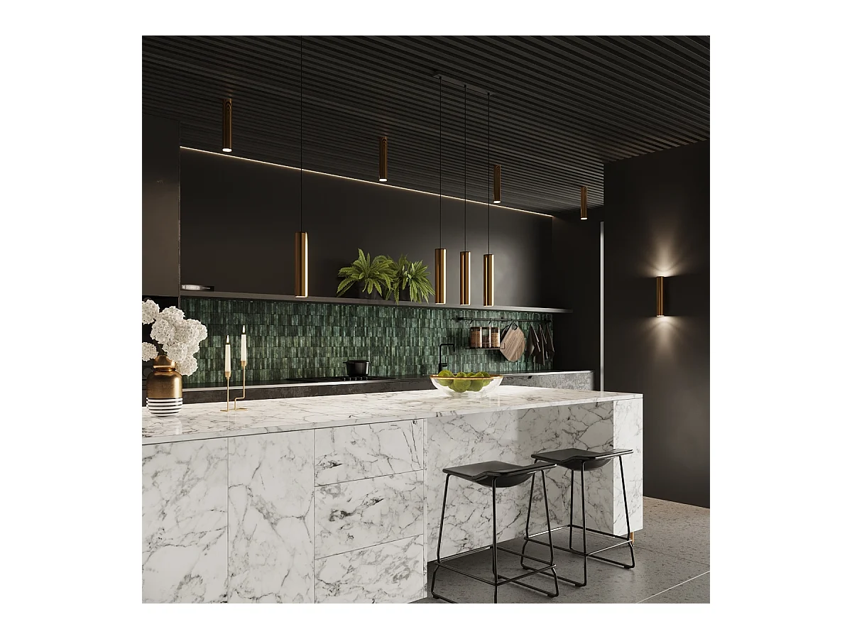 Plafondlampen Toris modern van  - 1 lichtbronnen 4000K - L.6 x H.30 cm - gouden glans