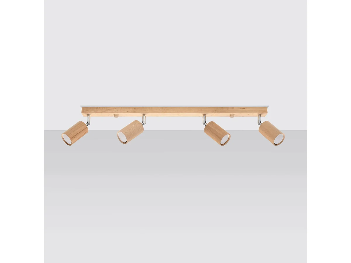 Plafonniers Vorix scandinave en bois - 4 sources lumineuses 4000K - L.80 x H.20 cm - chêne