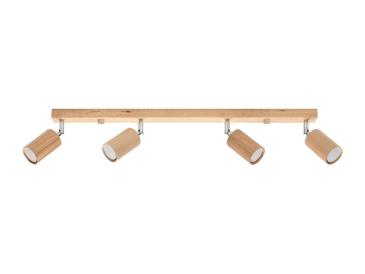 Plafonniers Vorix scandinave en bois - 4 sources lumineuses 4000K - L.80 x H.20 cm - chêne