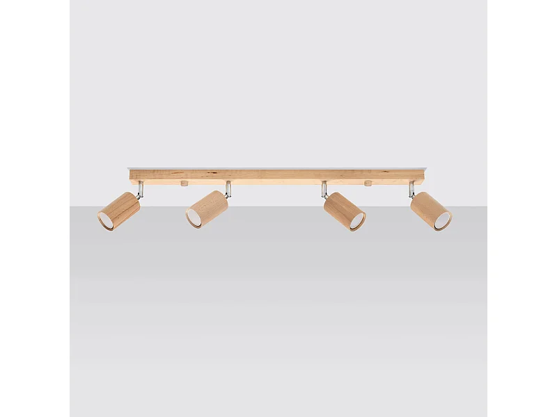 Plafonniers Vorix scandinave en bois - 4 sources lumineuses 4000K - L.80 x H.20 cm - chêne