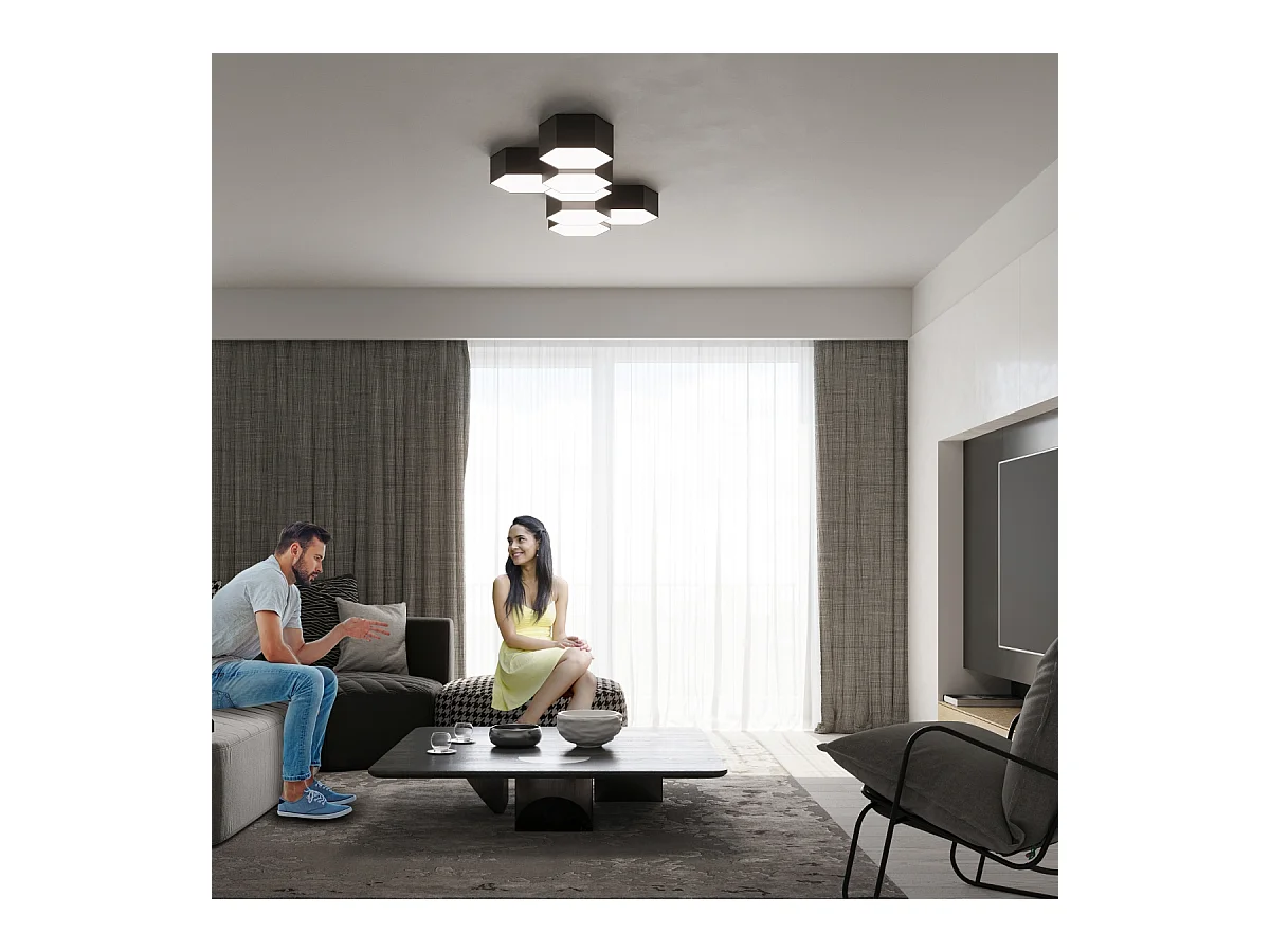 Plafondlampen Solinia modern van  - 2 lichtbronnen 3000K - L.30,5 x H.15,5 cm - zwart