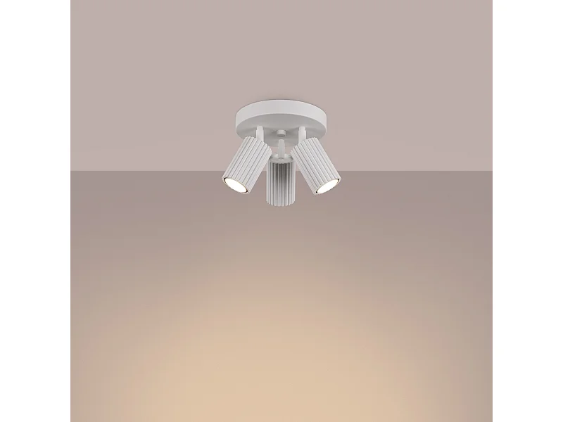 Plafonnier Gloow minimaliste en aluminium - 3 sources lumineuses 3000K - L.19,5 x H.18 cm - blanc