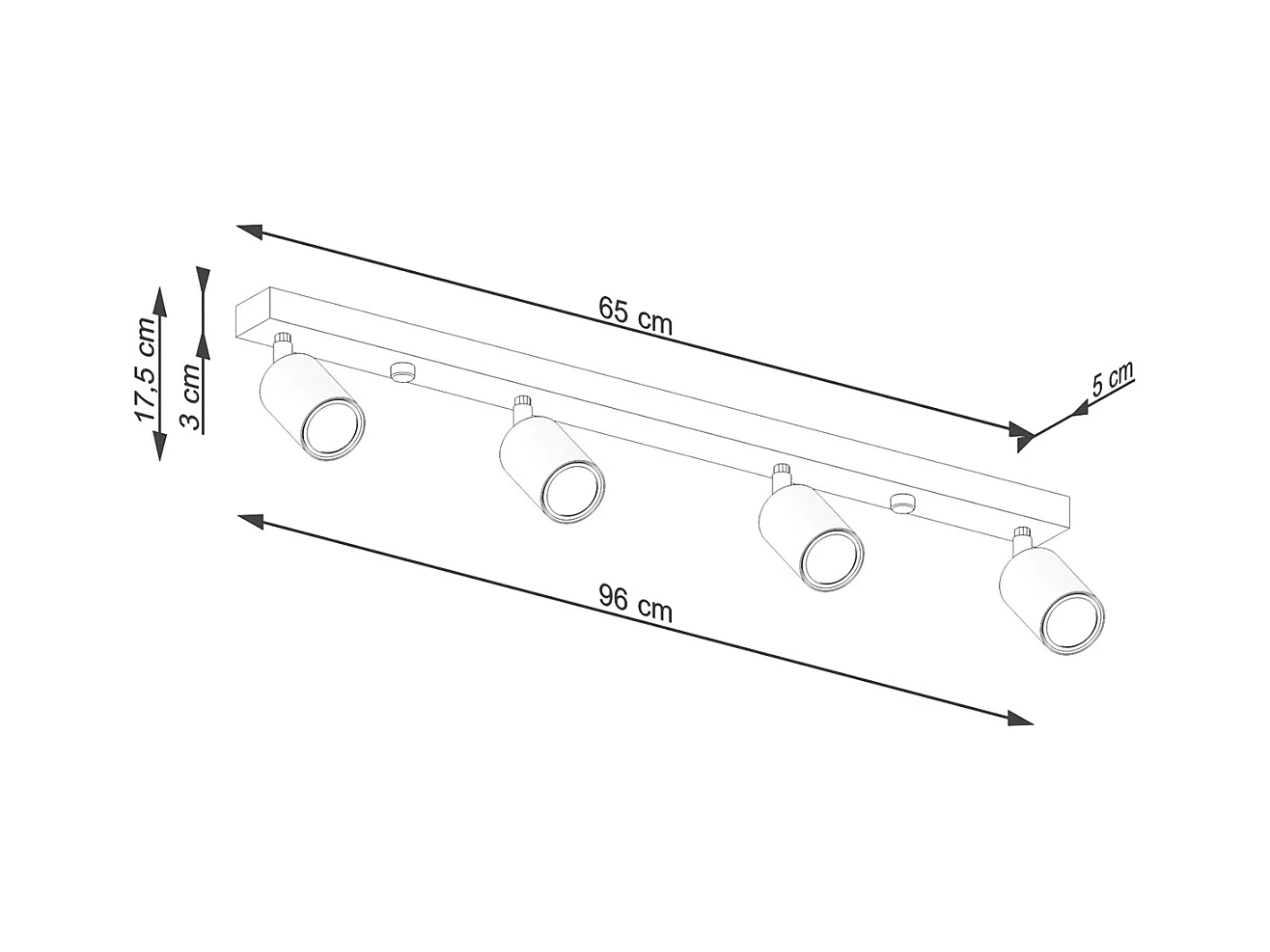 Plafondlampen Flare modern van  - 4 lichtbronnen 3000K - L.96 x H.17,5 cm - wit hout