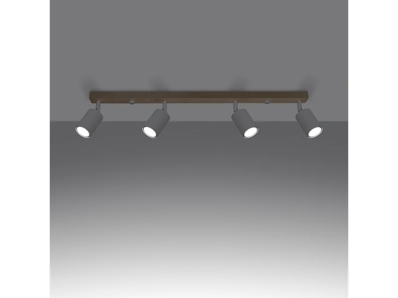 Deckenlampen Flare modern aus  Stahl/Holz - 4 lichtquellen 3000K - L.96 x H. cm - weißes Holz