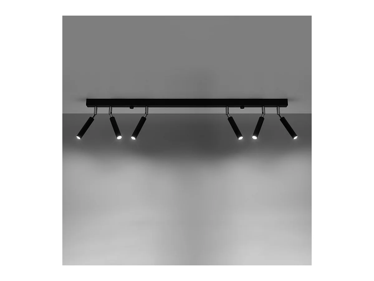 Plafondlampen Astix modern van  - 6 lichtbronnen 4000K - L.100 x H.20 cm - zwart